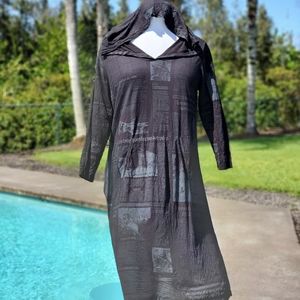 Comfy USA’s crinkle fabric hooded Dress, S blk